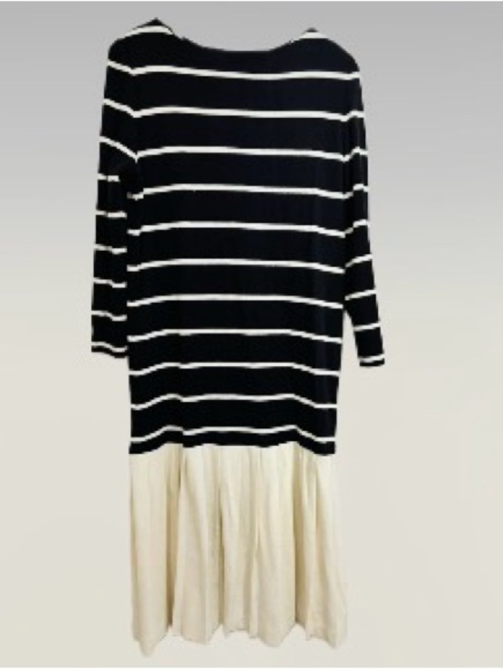 Vintage Soft Knit dress with drop waist and pleated ivory skirt